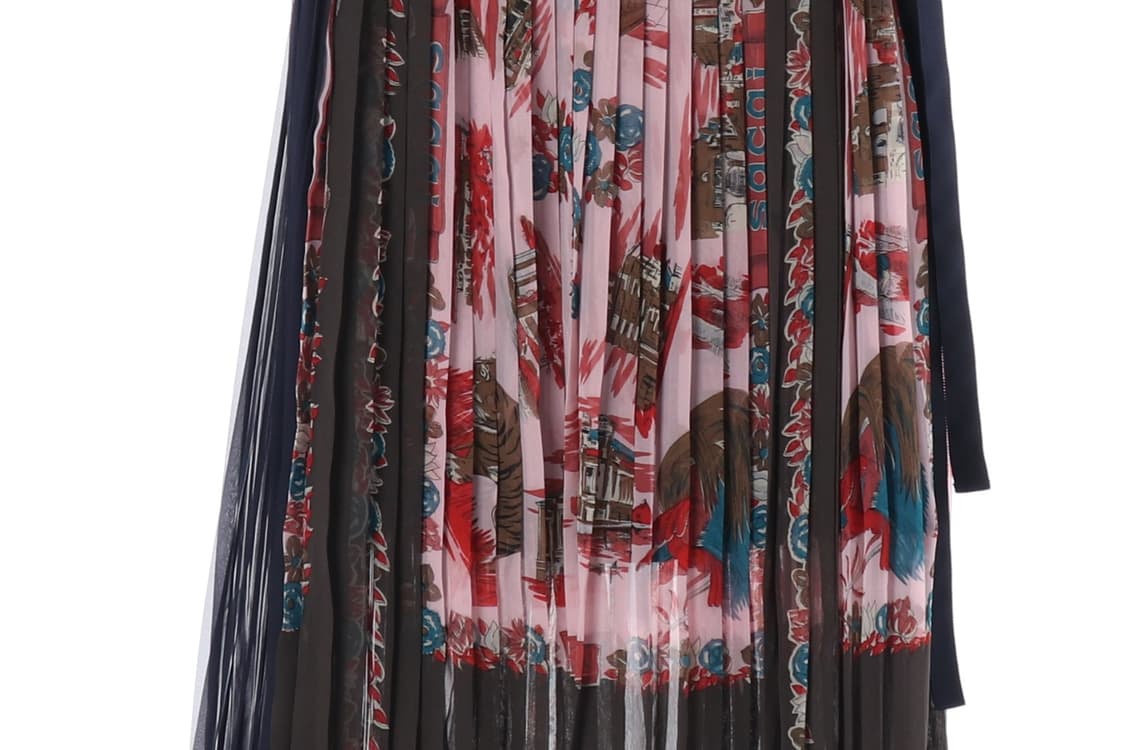 [M]사카이 핑크 스카프 프린트 롱 플리츠 스커트 치마
 상품이미지3