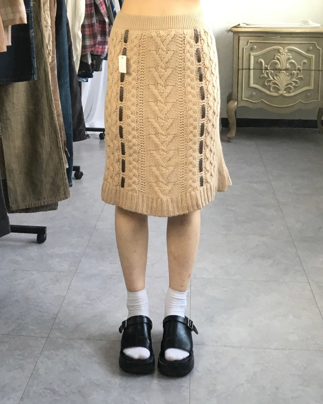 Cable pattern knit skirt 상품이미지3