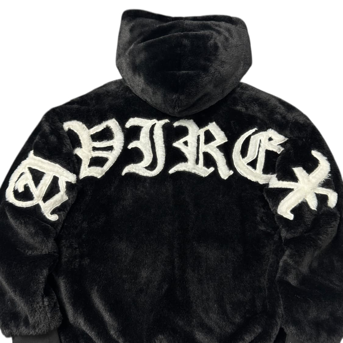 (M) 아비렉스 레터링 로고 페이크 퍼 자켓 블랙 상품이미지2