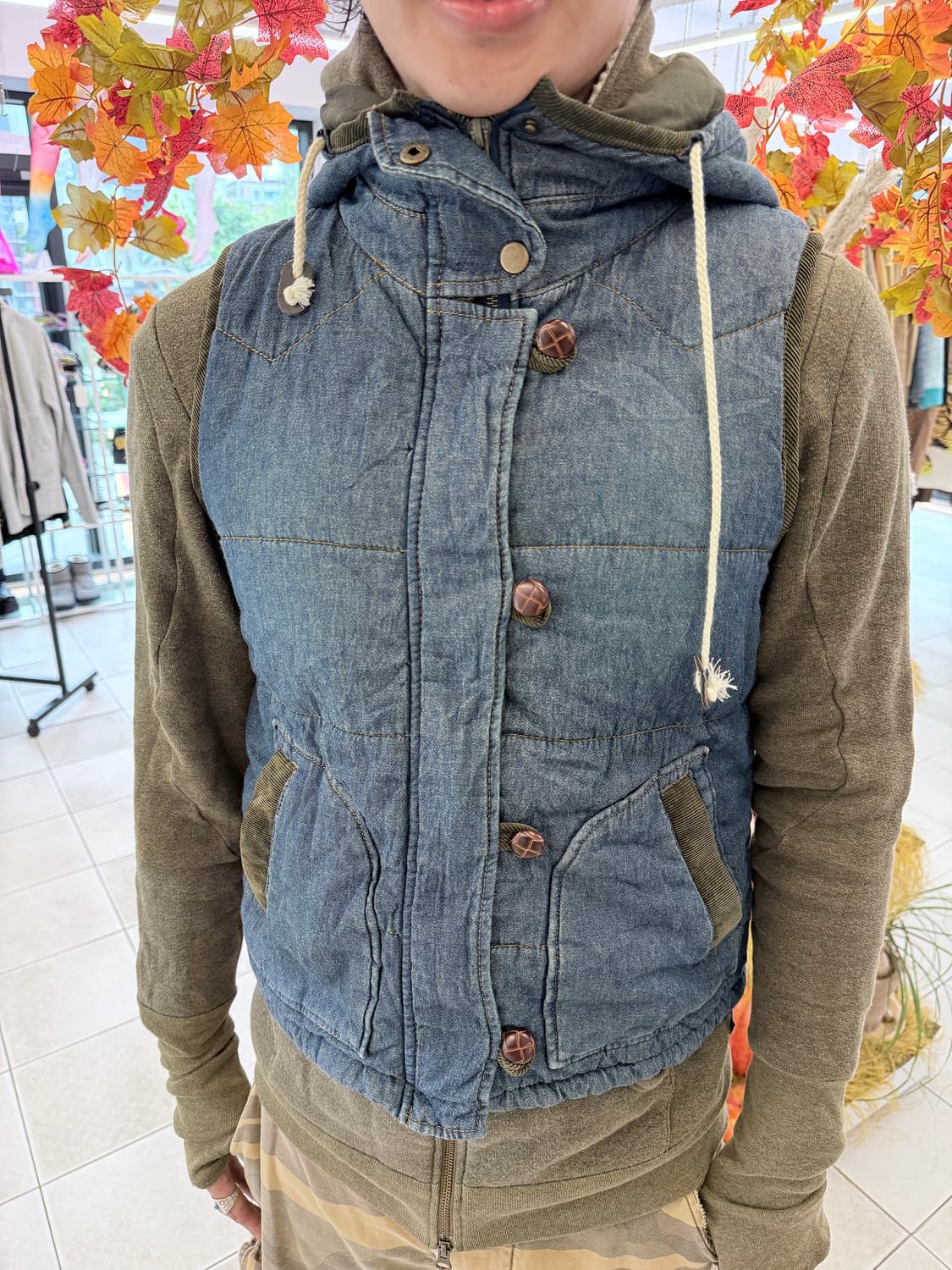 denim light padded vest 상품이미지4