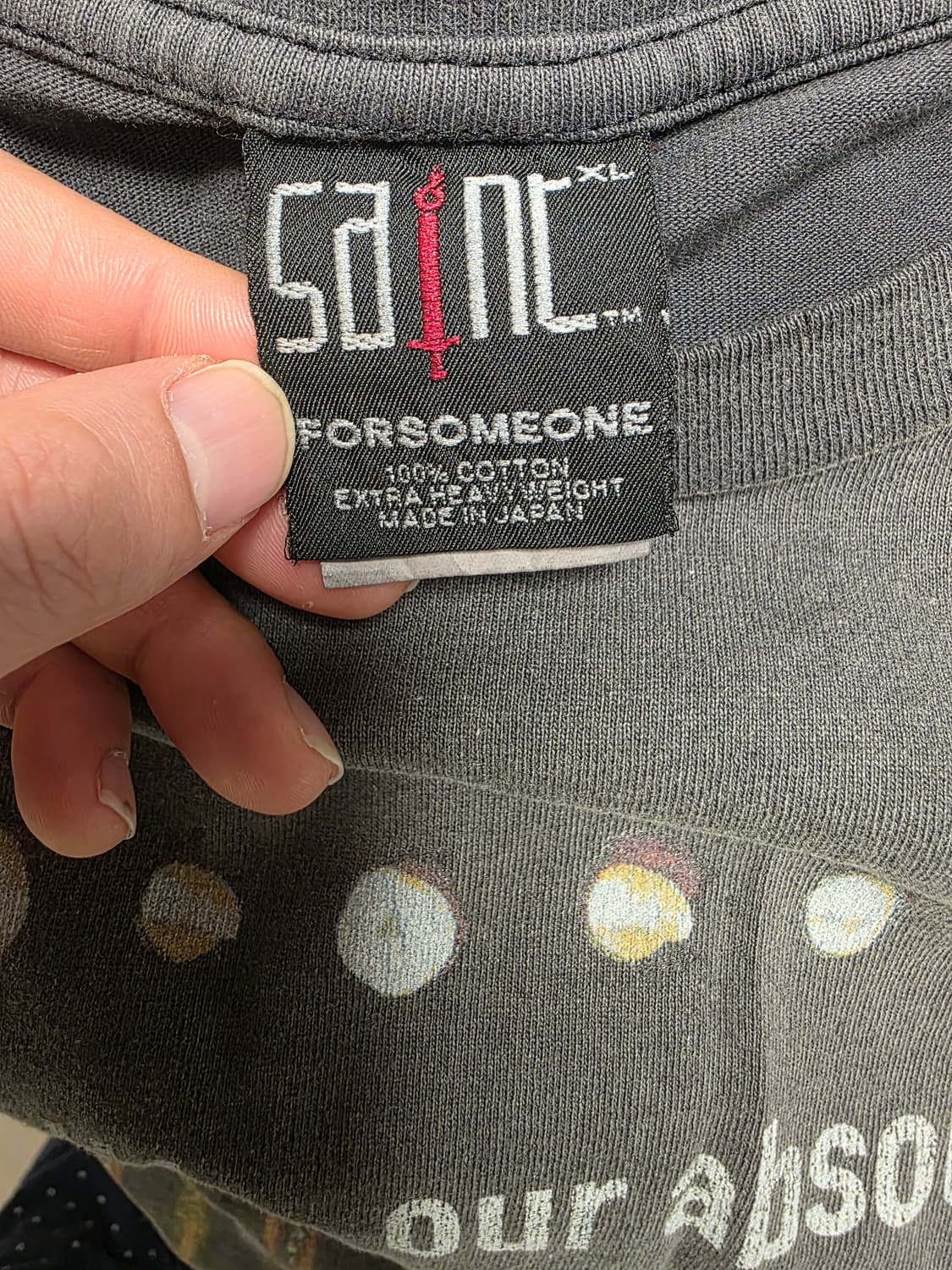 [XL] 세인트 마이클 x 포 섬원 갓 FS 숏슬리브 티셔츠 블랙 상품이미지3