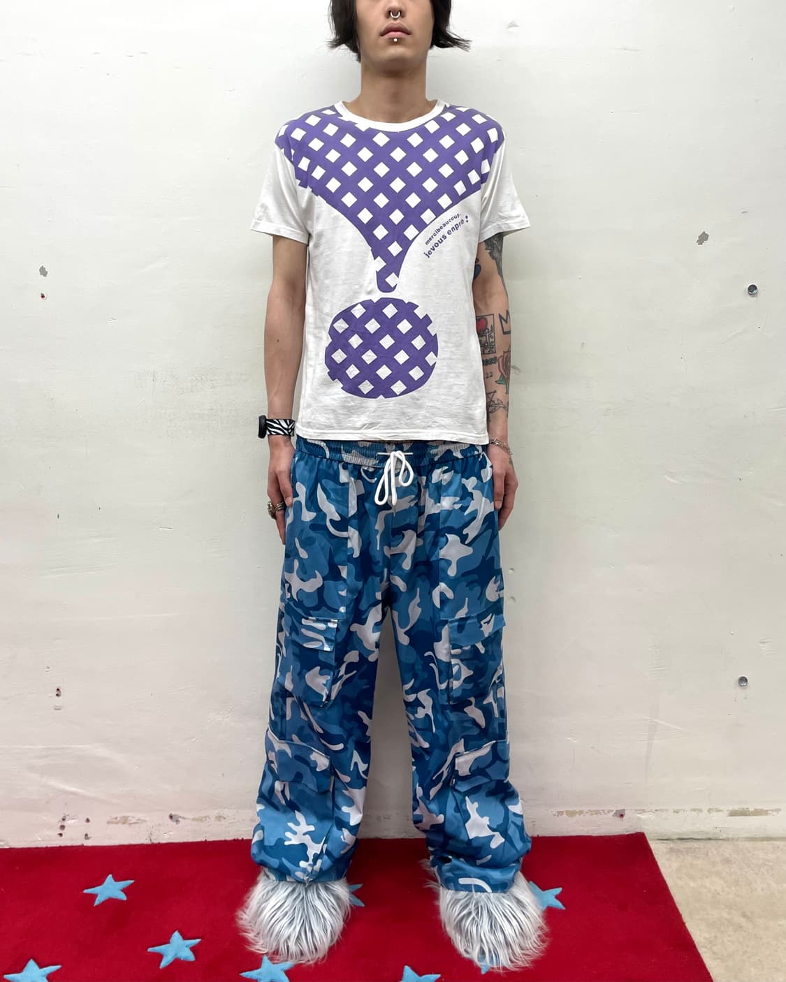 Purple question mark square dot T-shirt  상품이미지3