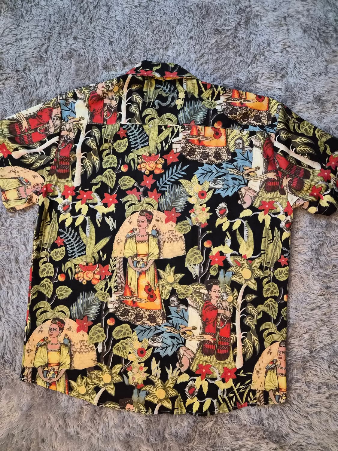 일본(2XL) 프리다 칼로 패턴 남성 하와이안 반팔 셔츠 상품이미지2