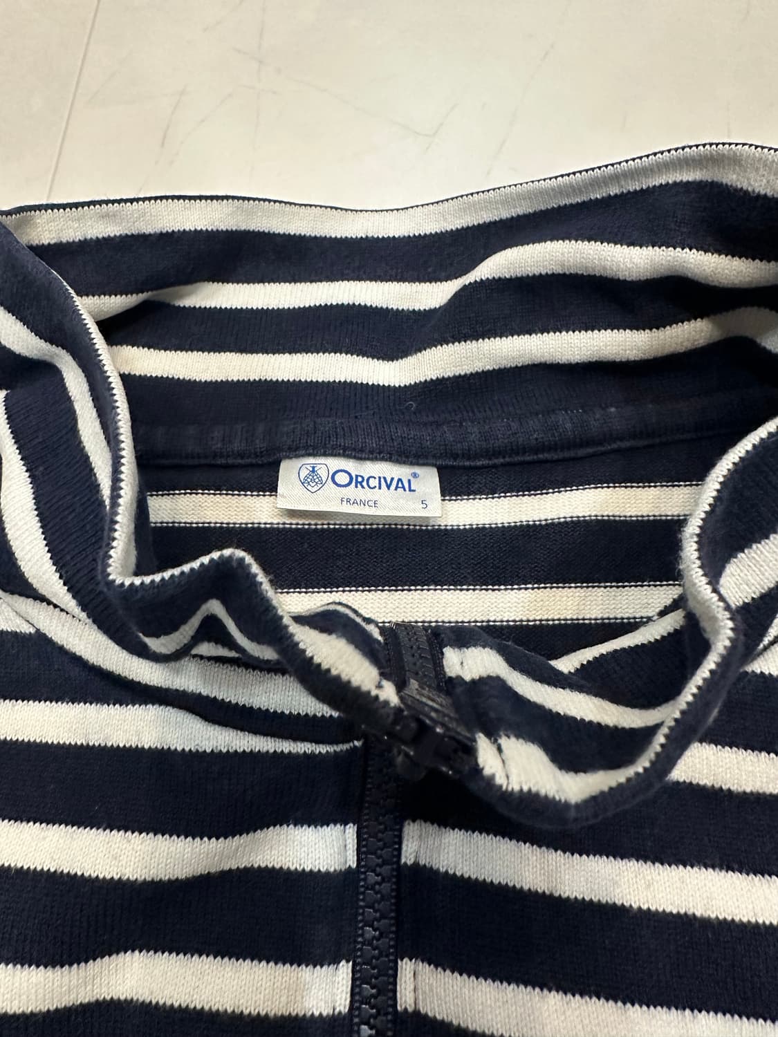 [5]오르치발 하프집업 스트라이프 티셔트 네이비 상품이미지2