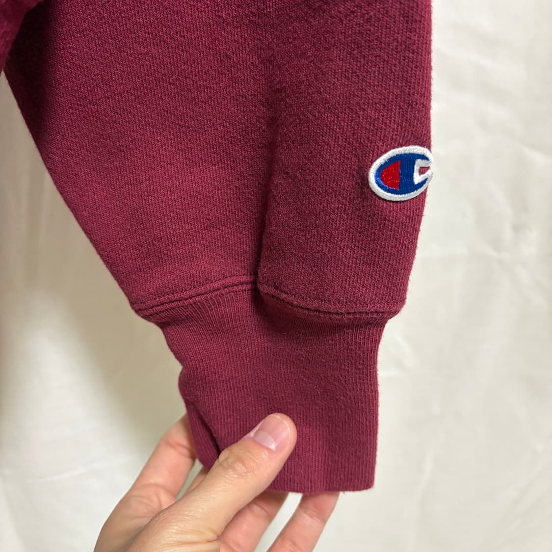 챔피온 프리미엄 리버스위브 빈티지 프린트 웜업 후드티 / 버건디, L 상품이미지6