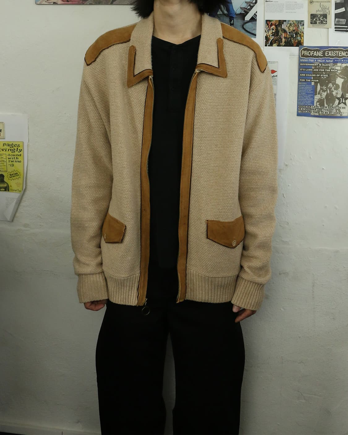 USA 90s 스웨이드 니트 가디건  상품이미지3
