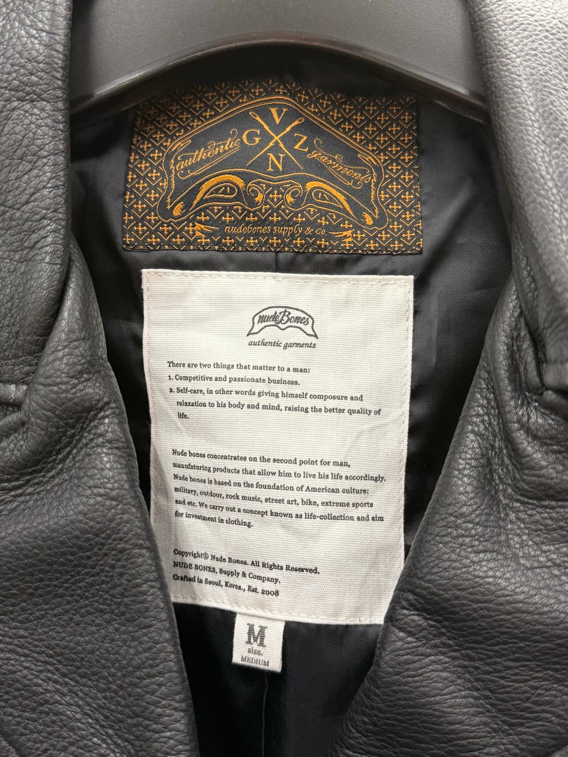 NUDE BONES 누드본즈 레더 자켓 M 상품이미지4