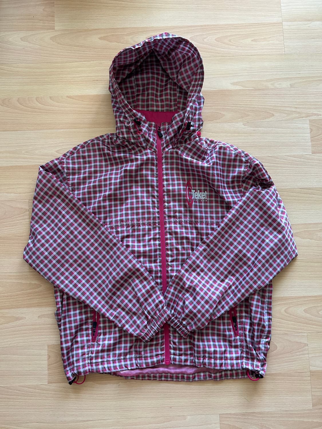 테켓 체크 후드 바람막이 자켓 상품이미지1