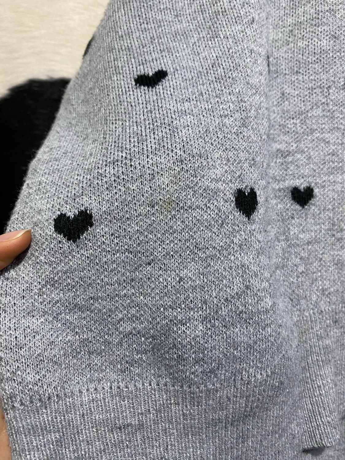 Japanese vtg 하트 땡땡이 그레이 니트 상품이미지4