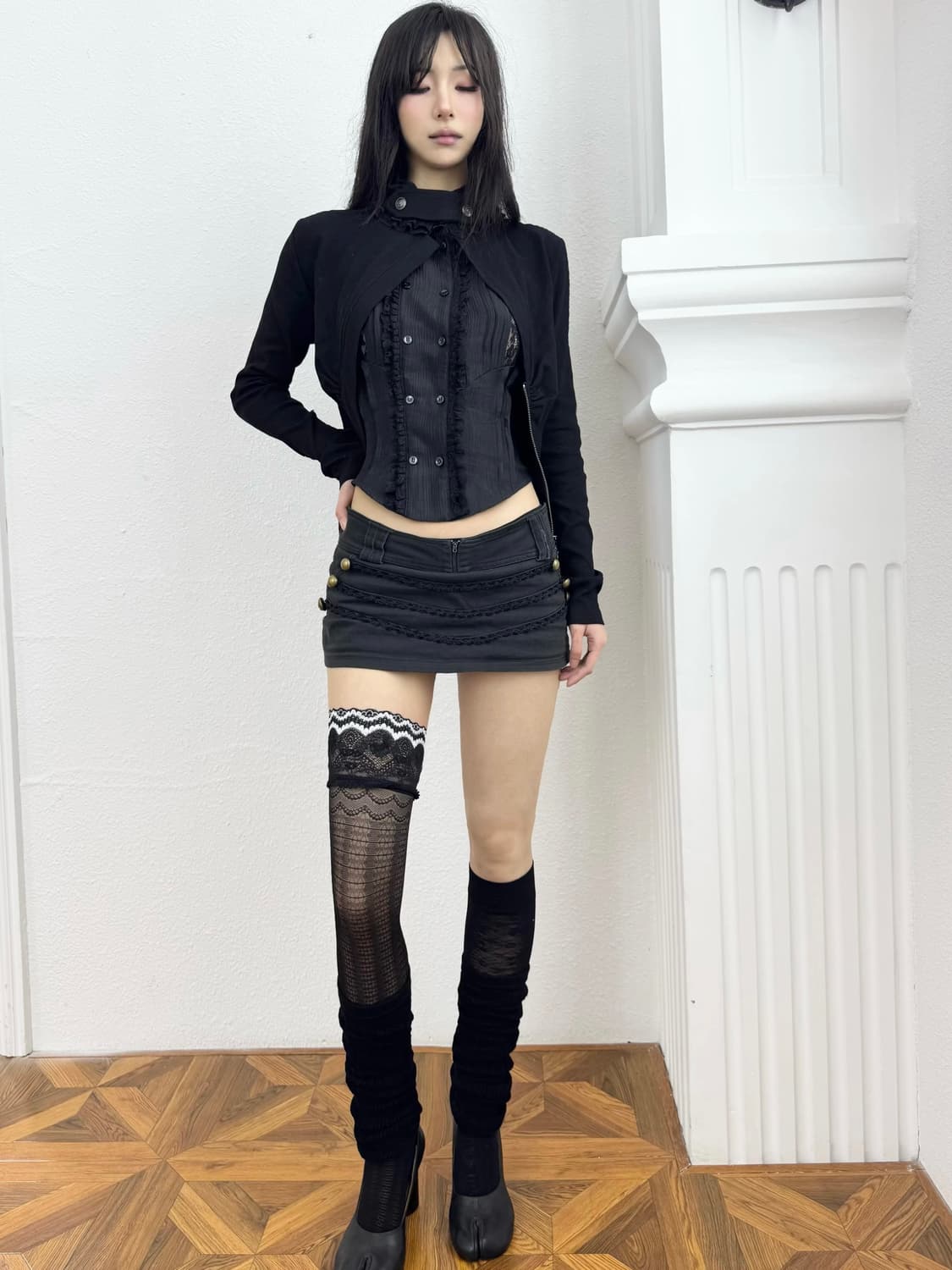 SOHATW 슬림핏 데님 로우스커트 상품이미지2