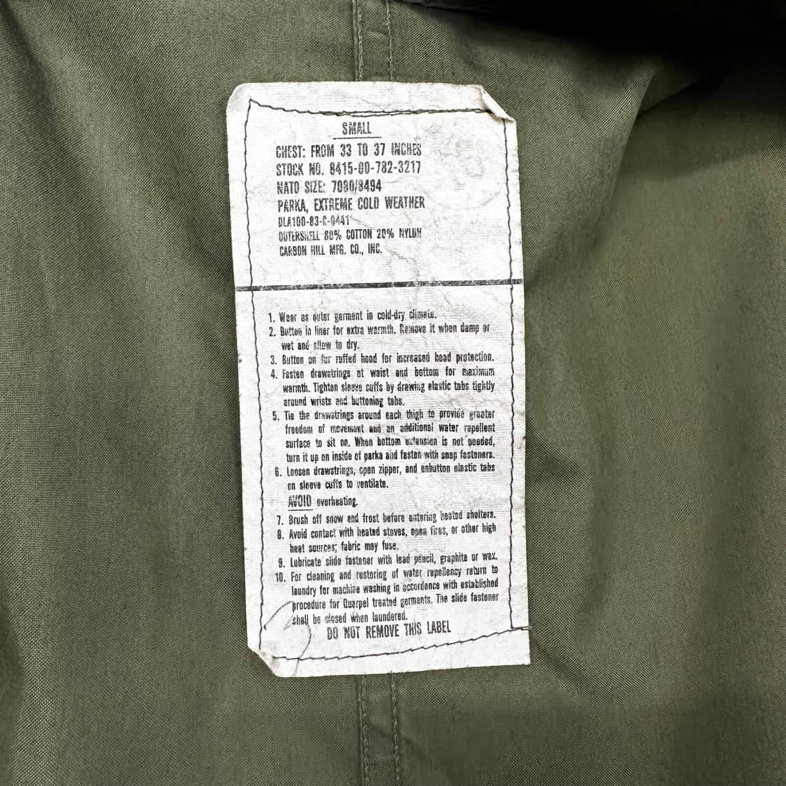 80s 미군 M65 오리지널 피쉬테일 파카 S 상품이미지4