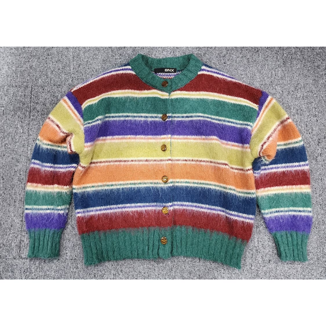 BNX 스트라이프 무지개 니트 가디건 상품이미지1