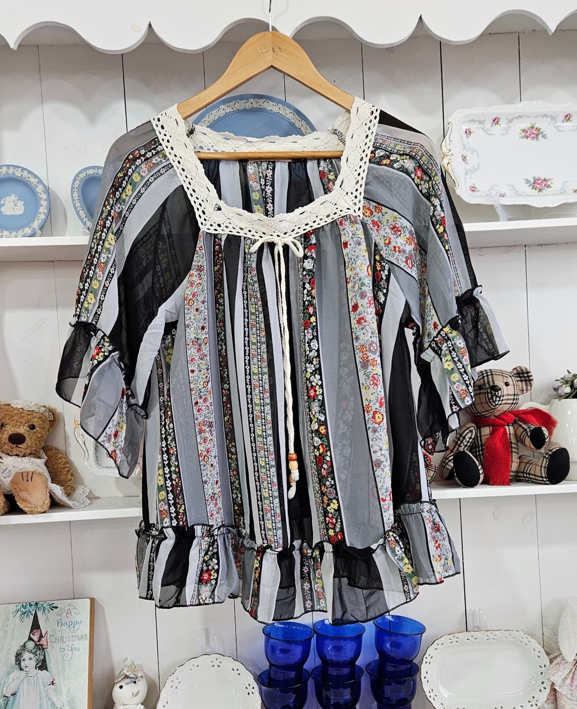 플라워 스트라이프 쉬폰 튜닉 상품이미지2