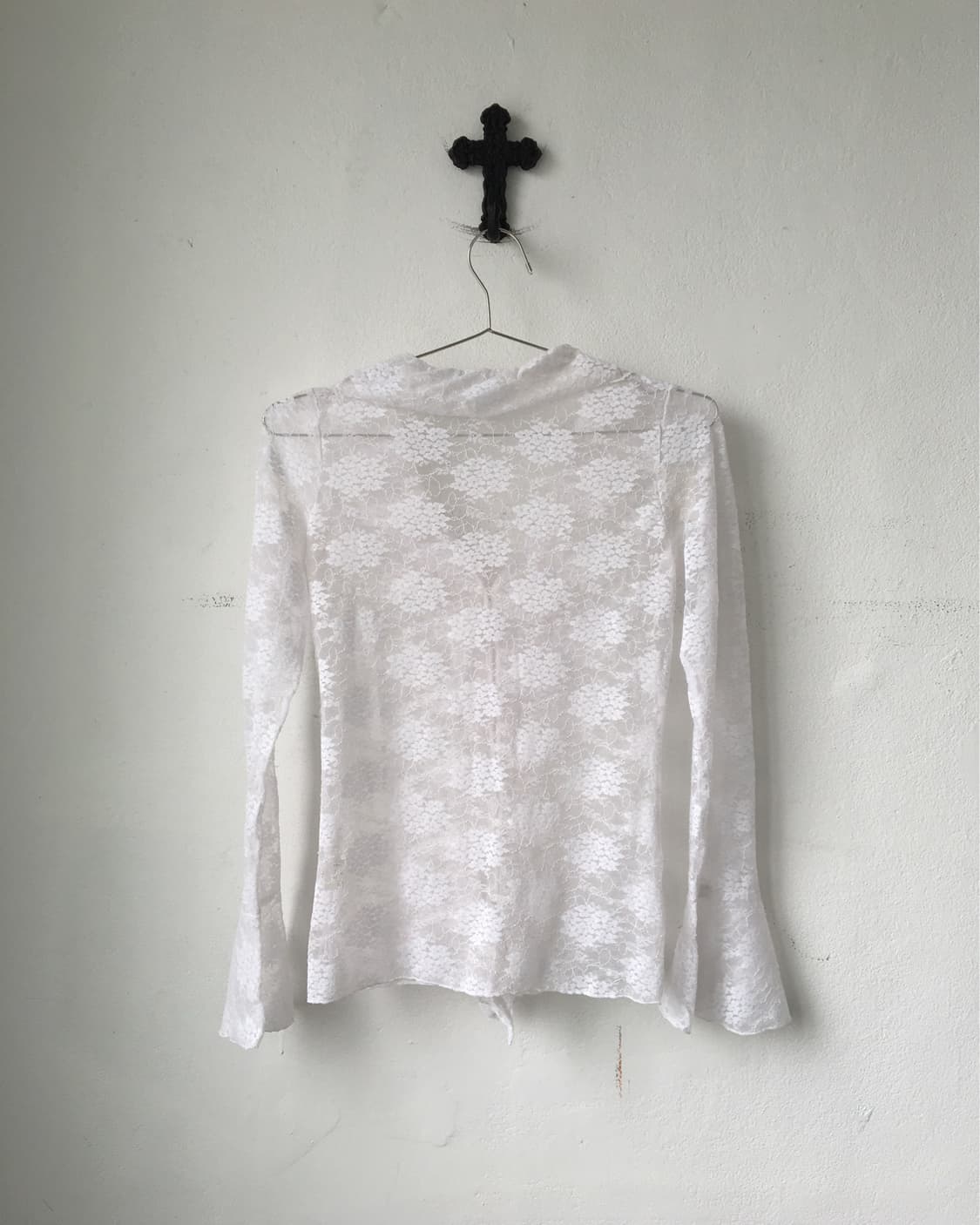 Ruffle point lace see through cardigan 상품이미지4