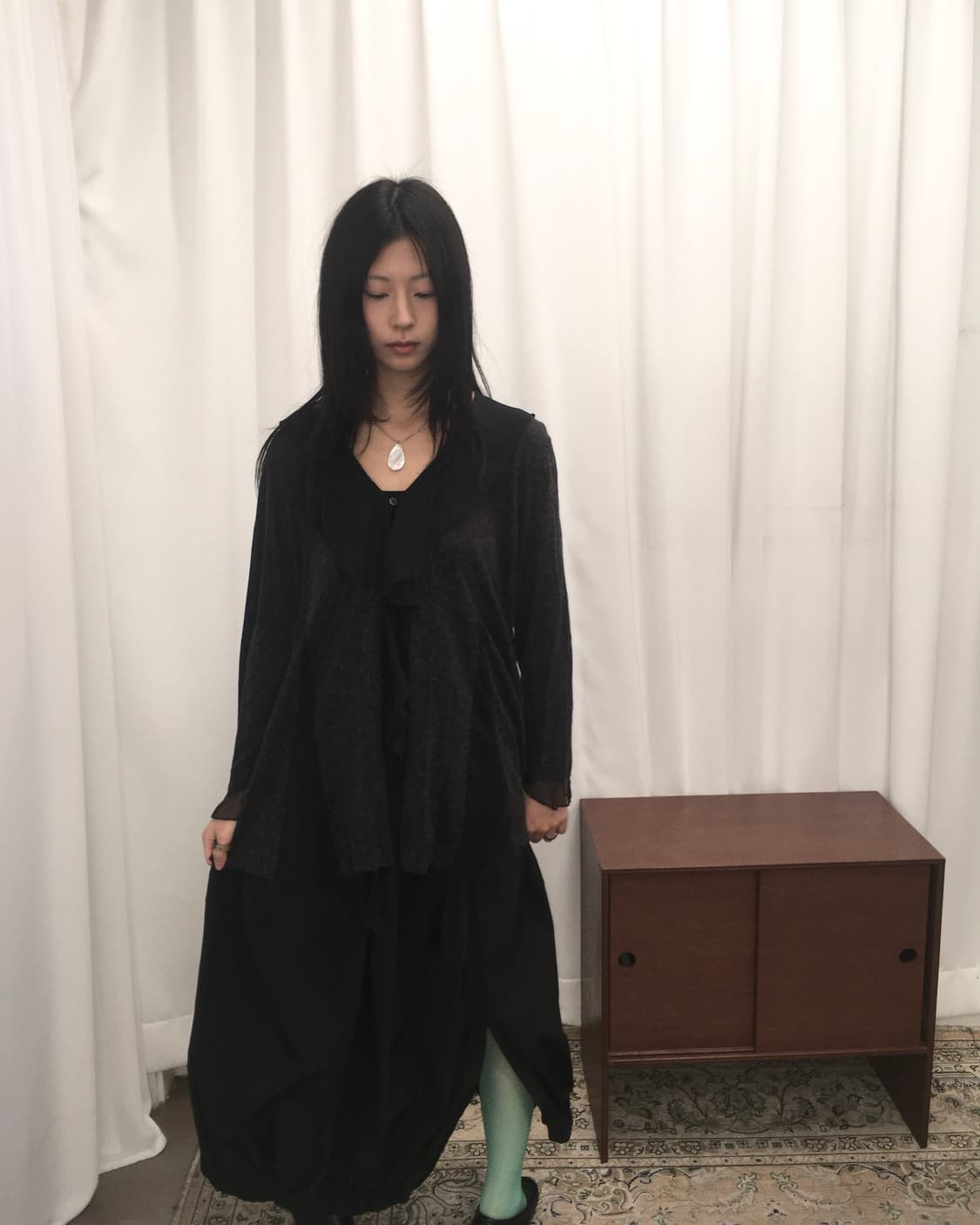 벌룬핏 블랙 롱스커트 상품이미지3