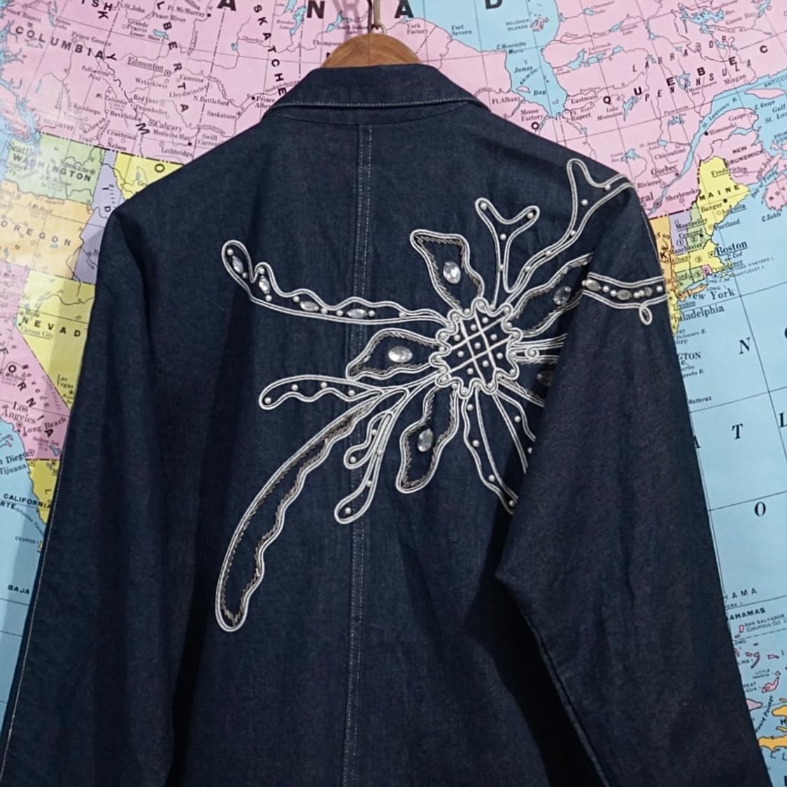 빈티지 데님 엠브로이더 비즈 자켓 상품이미지6