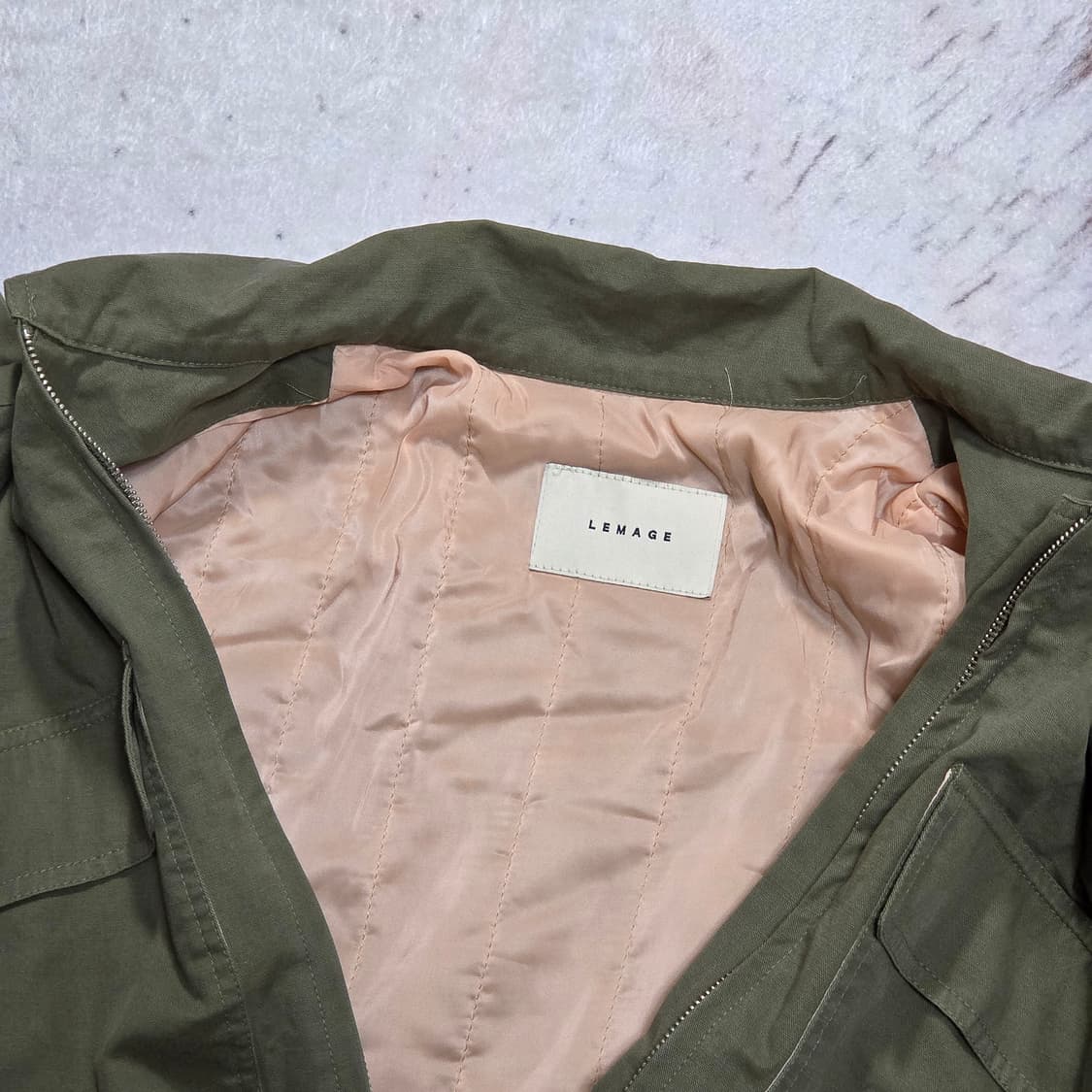 빈티지 카키 빅포켓 반크롭 누빔 점퍼 상품이미지7