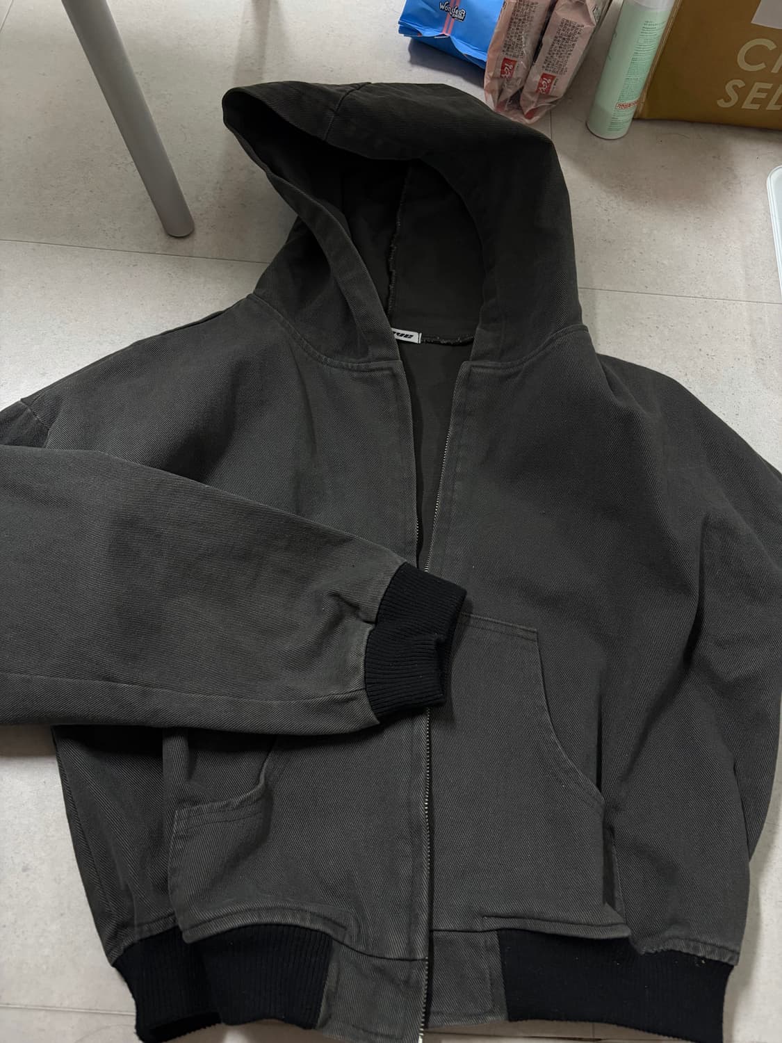 히프나틱 피그먼트 차콜 후드집업 상품이미지1