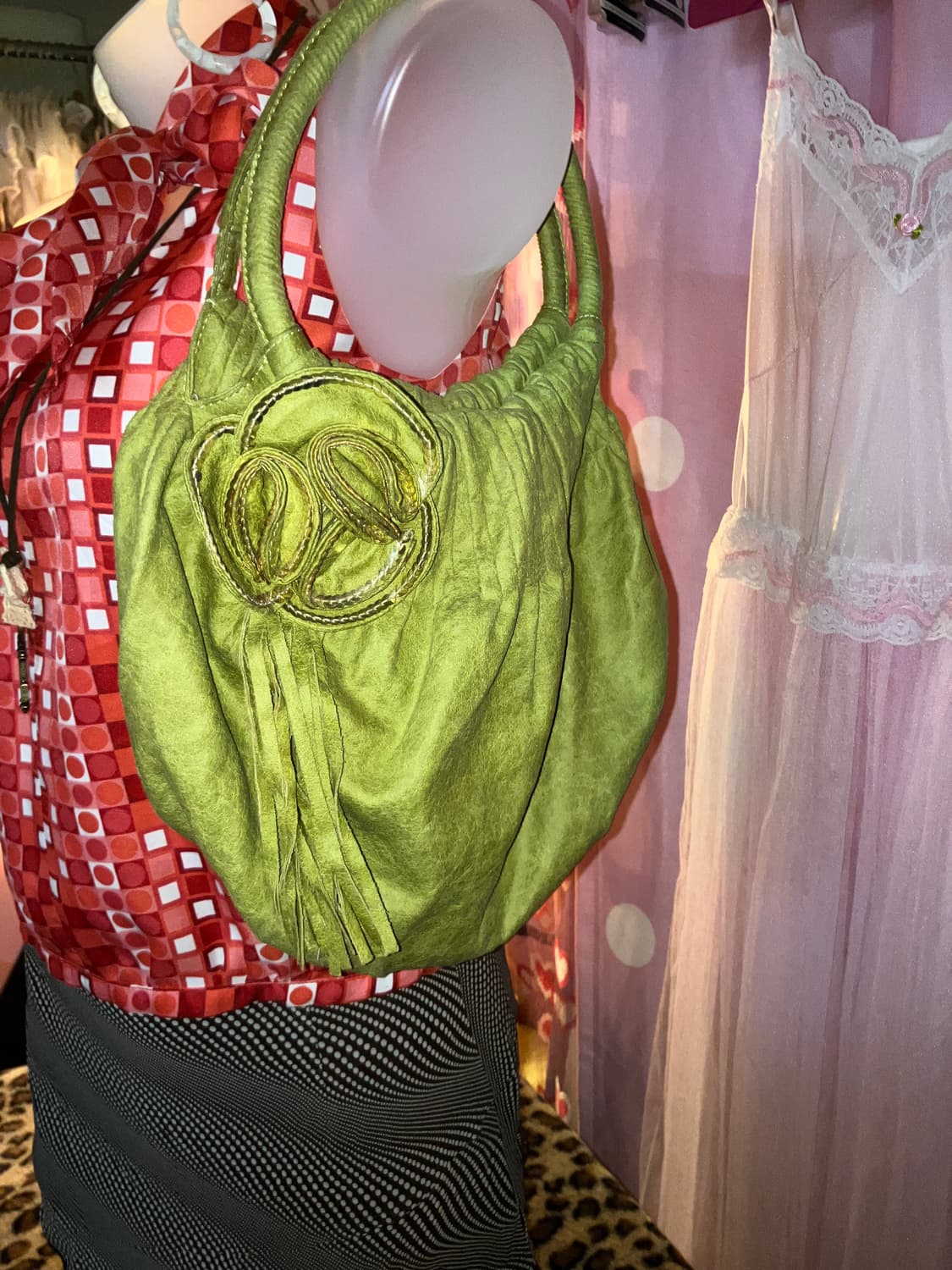 빈티지 코사지 그린 토트백 상품이미지5