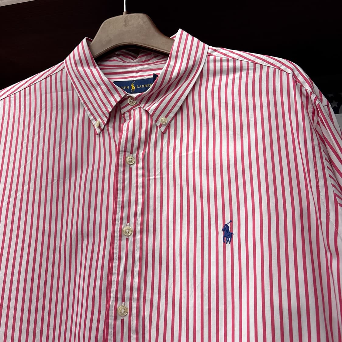 신형라벨 폴로 랄프로렌 클래식 스트라이프 버튼다운셔츠 핑크 N1161 상품이미지6
