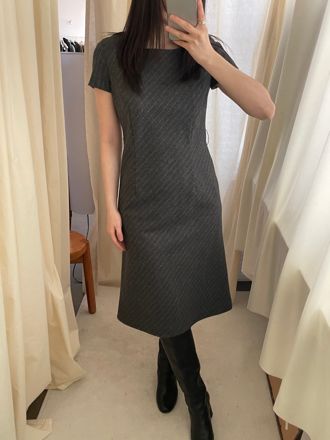 vintage diagonal stripe wool dress 상품이미지9