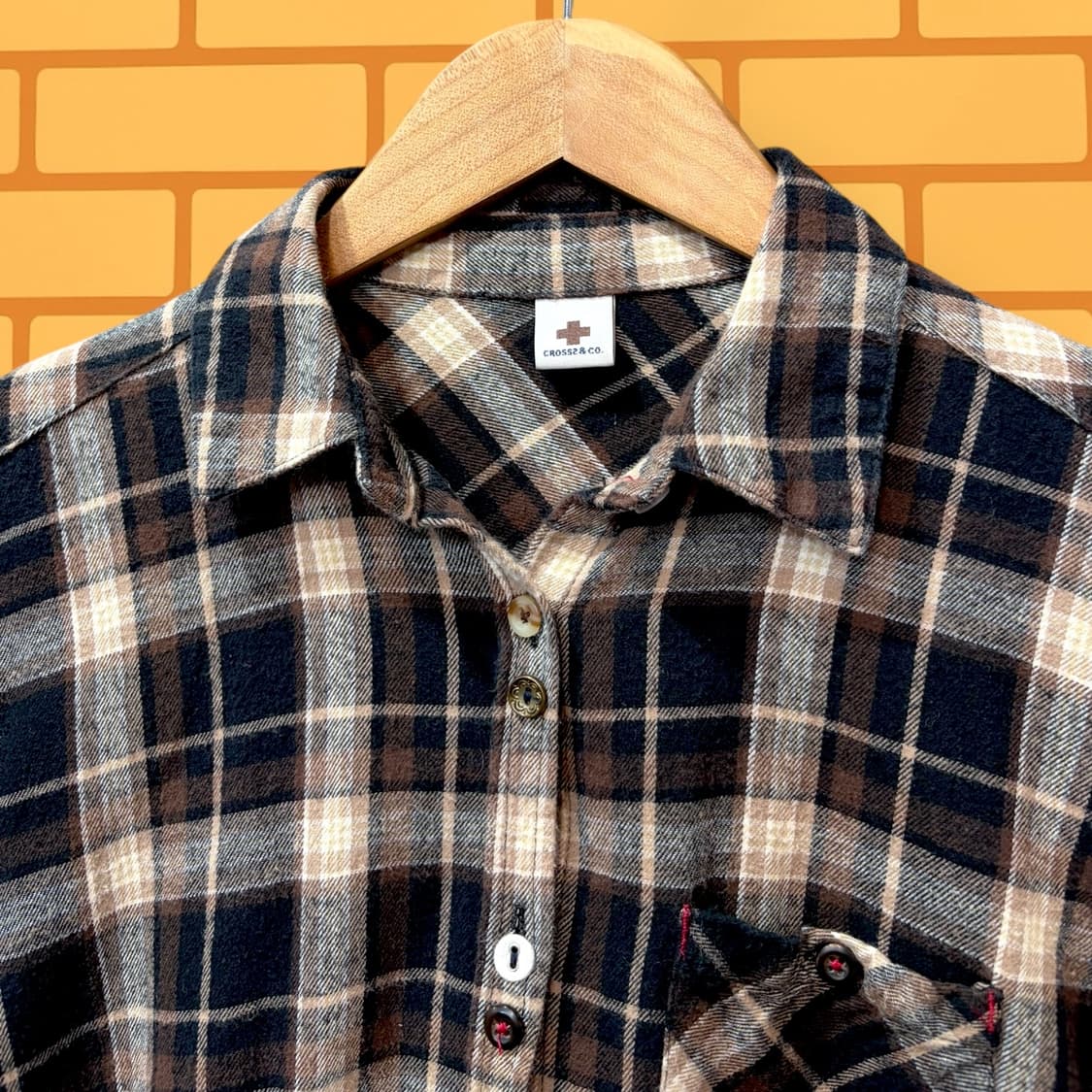 Cross&Co 더블 버튼 플란넬 셔츠 (M) 상품이미지2