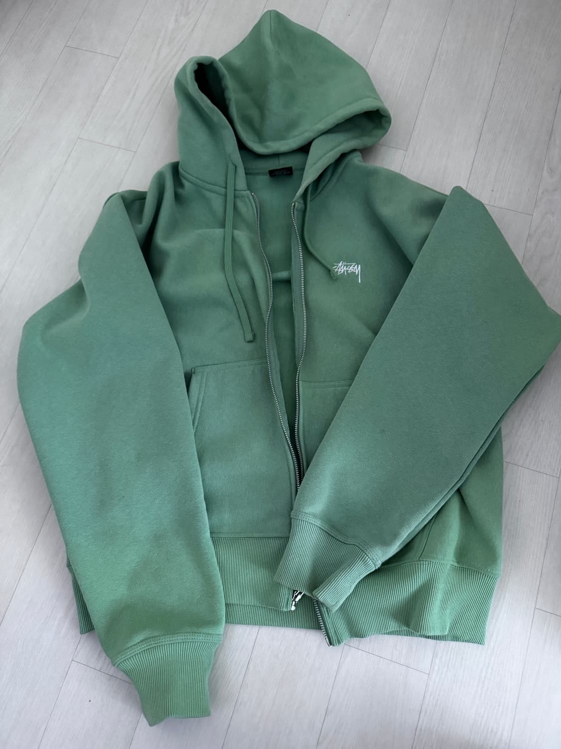 스투시 스탁 로고 후드집업 워시드 제피르 그린 상품이미지4