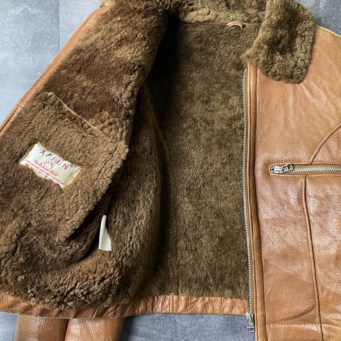 AFFUN 빈티지 양가죽 브라운 시어링 무스탕 상품이미지4