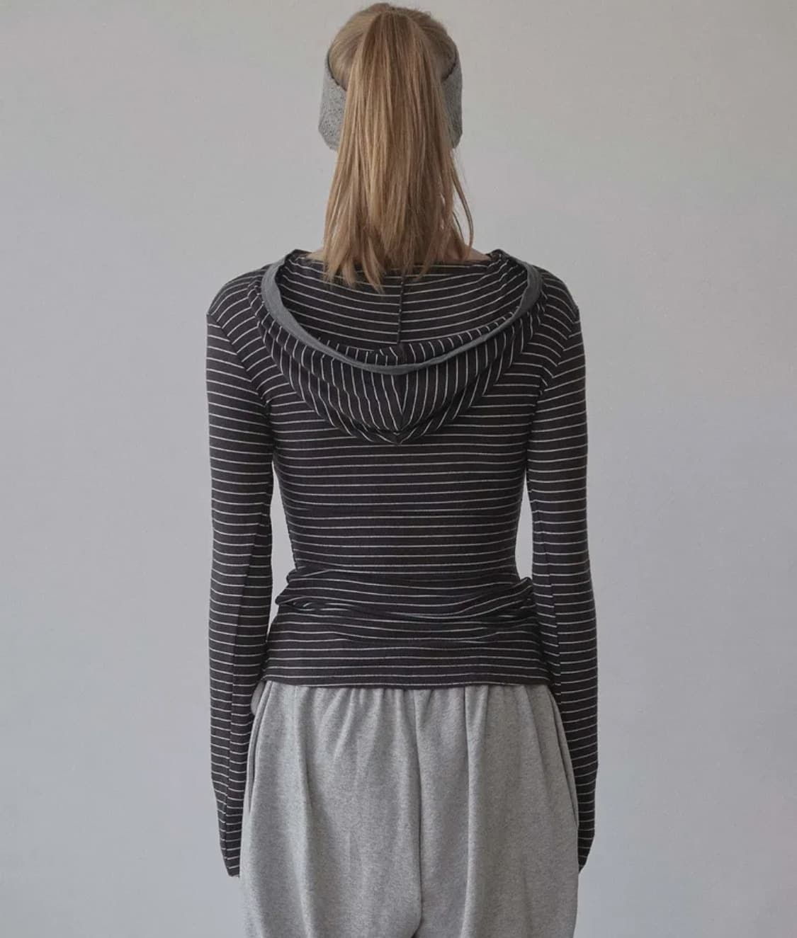 SCULPTOR  Stripe Hoodie Tee Charcoal 상품이미지4