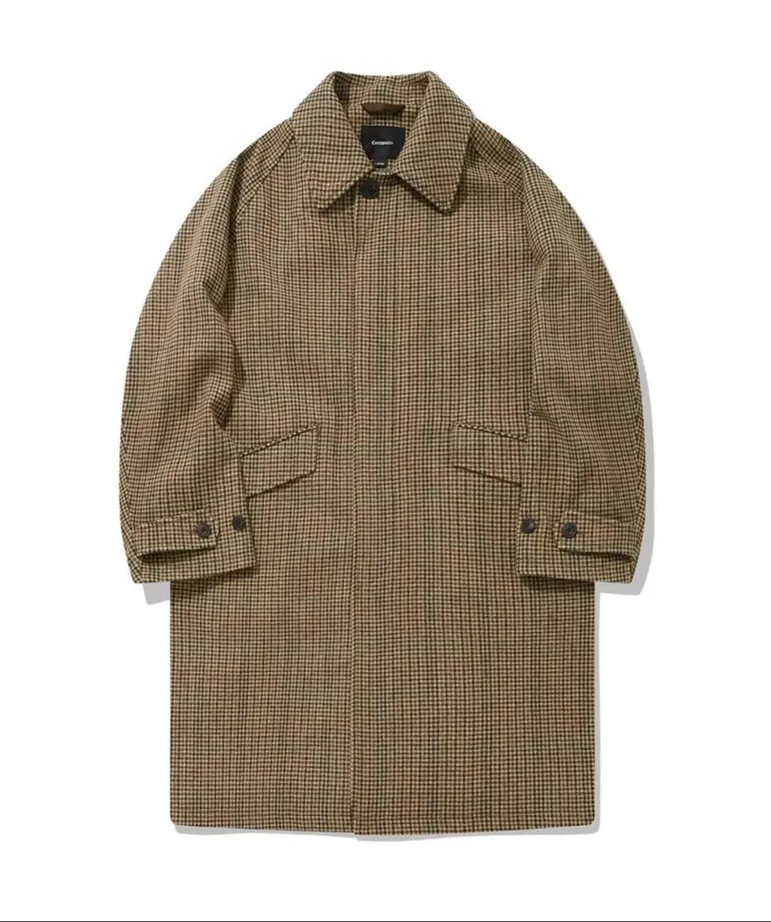 커버낫 울 체크 발마칸 코트 브라운 L사이즈 상품이미지1