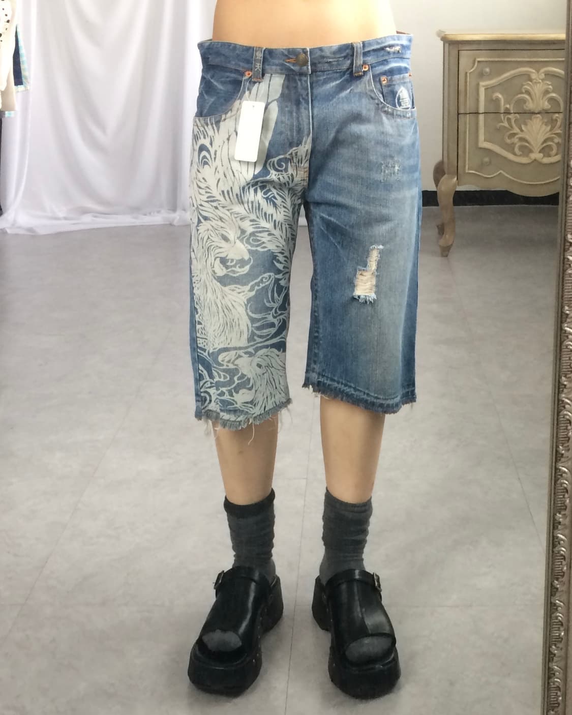 Oriental printing denim short 상품이미지5