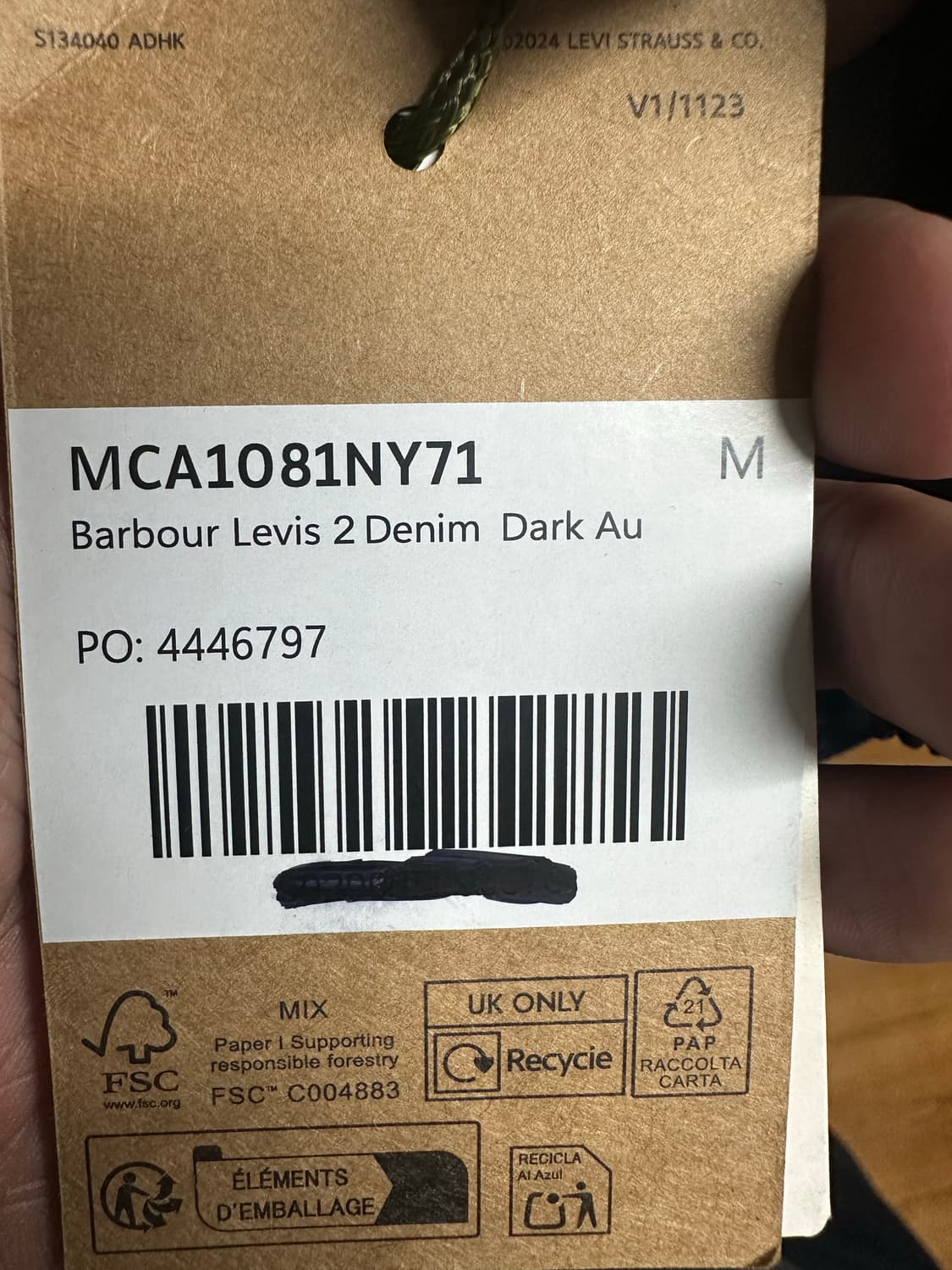 바버x리바이스 데님 비데일 지켓 M 상품이미지9