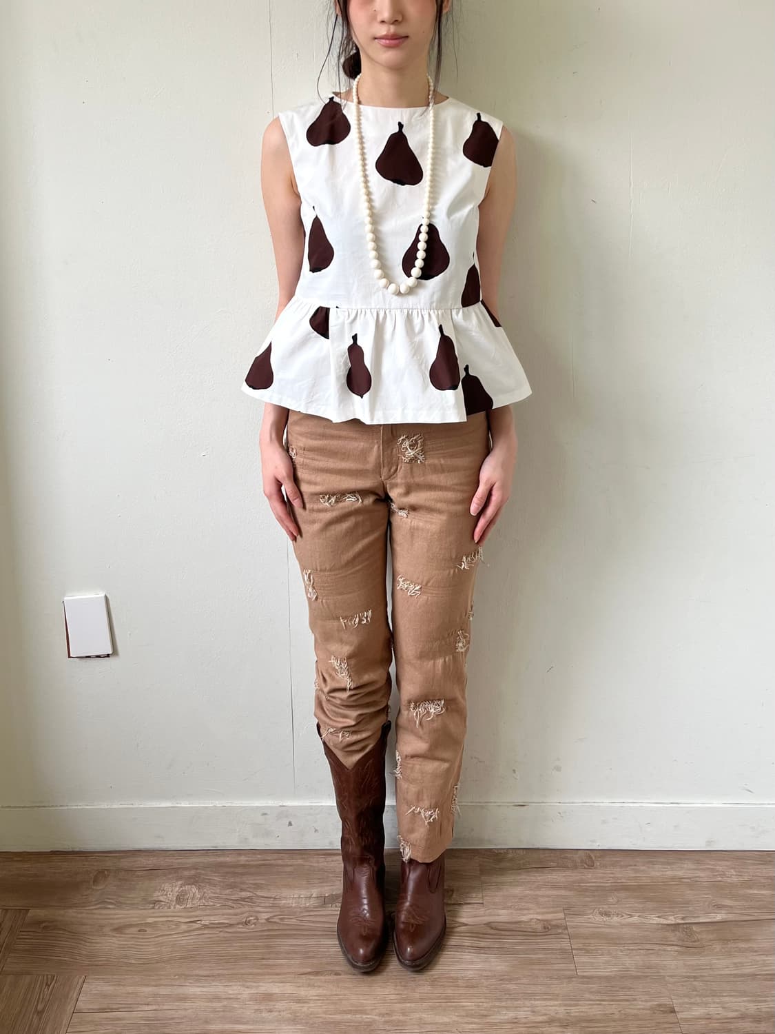 SKY-CONQUEROR 브라운 크랙 데님 팬츠 상품이미지8