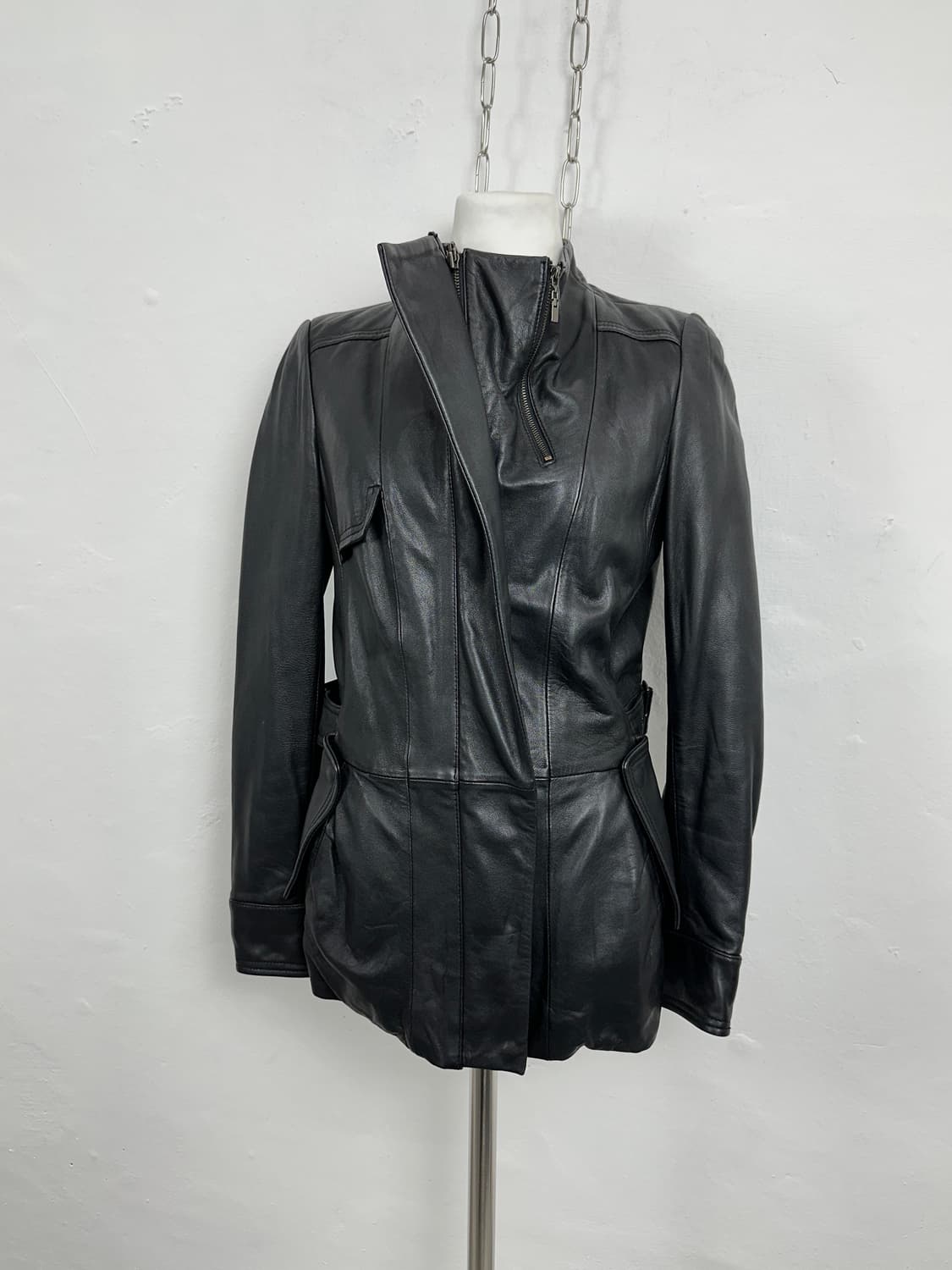 Italian Lambskin Gimmick Zip Leather Jac 상품이미지3