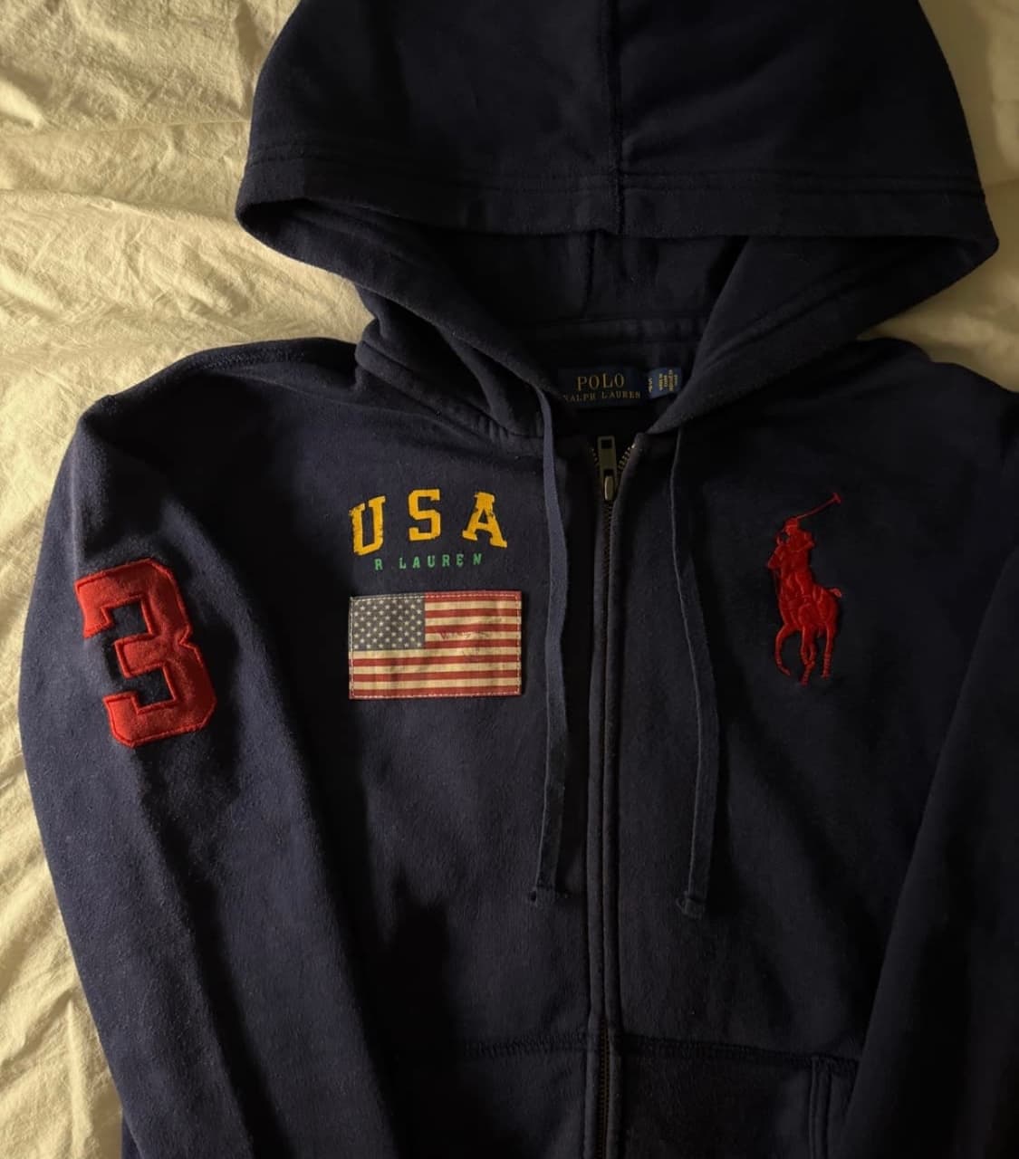 폴로 빅포니 성조기 후드집업 네이비 상품이미지1
