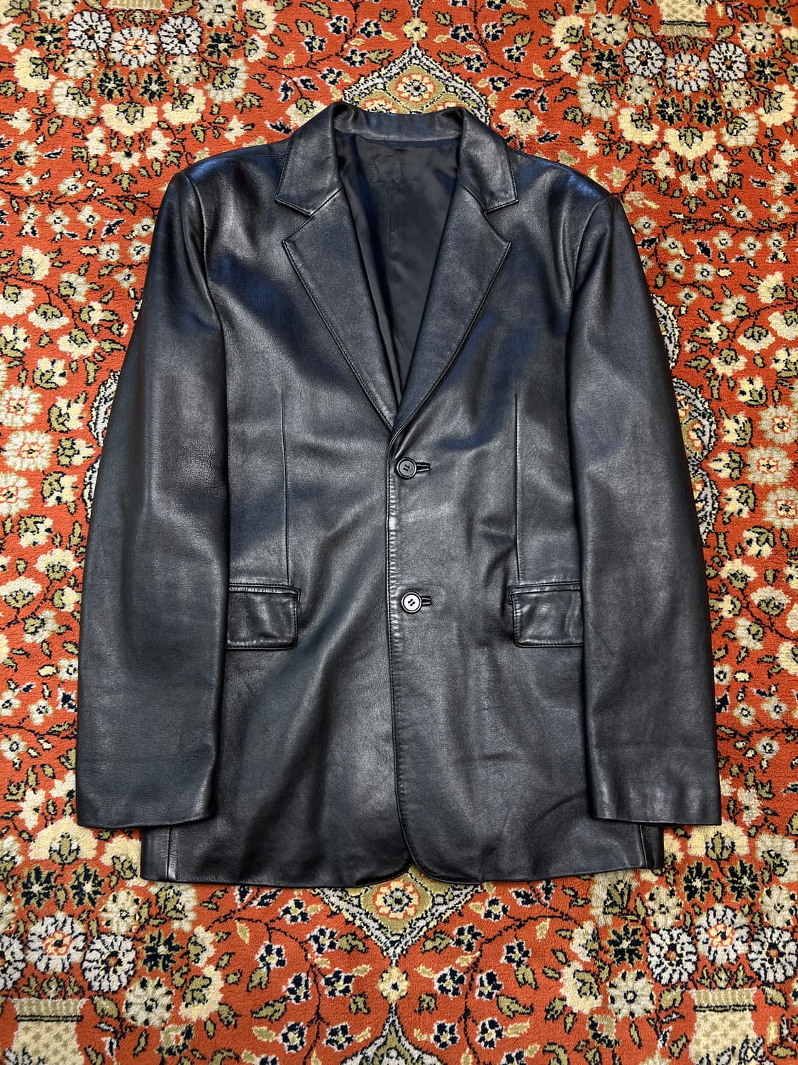 [L] 빈티지 2버튼 램스킨 블레이저 가죽자켓 상품이미지1
