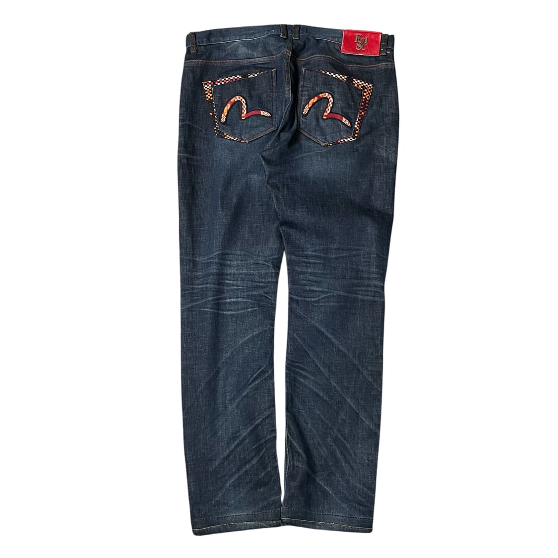 (36) 에비수 진청 레드 스티치 워싱 데님 팬츠 슬림 스트레이트 핏 상품이미지2