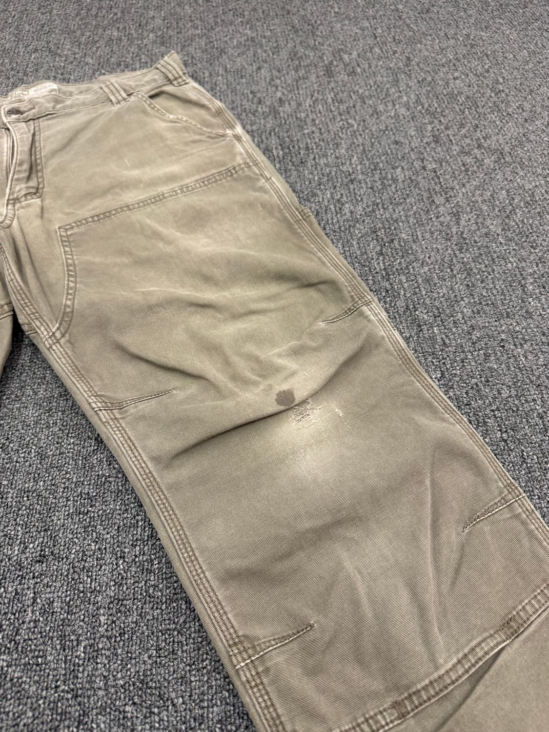 칼하트 빈티지 모스그린 더블니 워크팬츠 상품이미지3