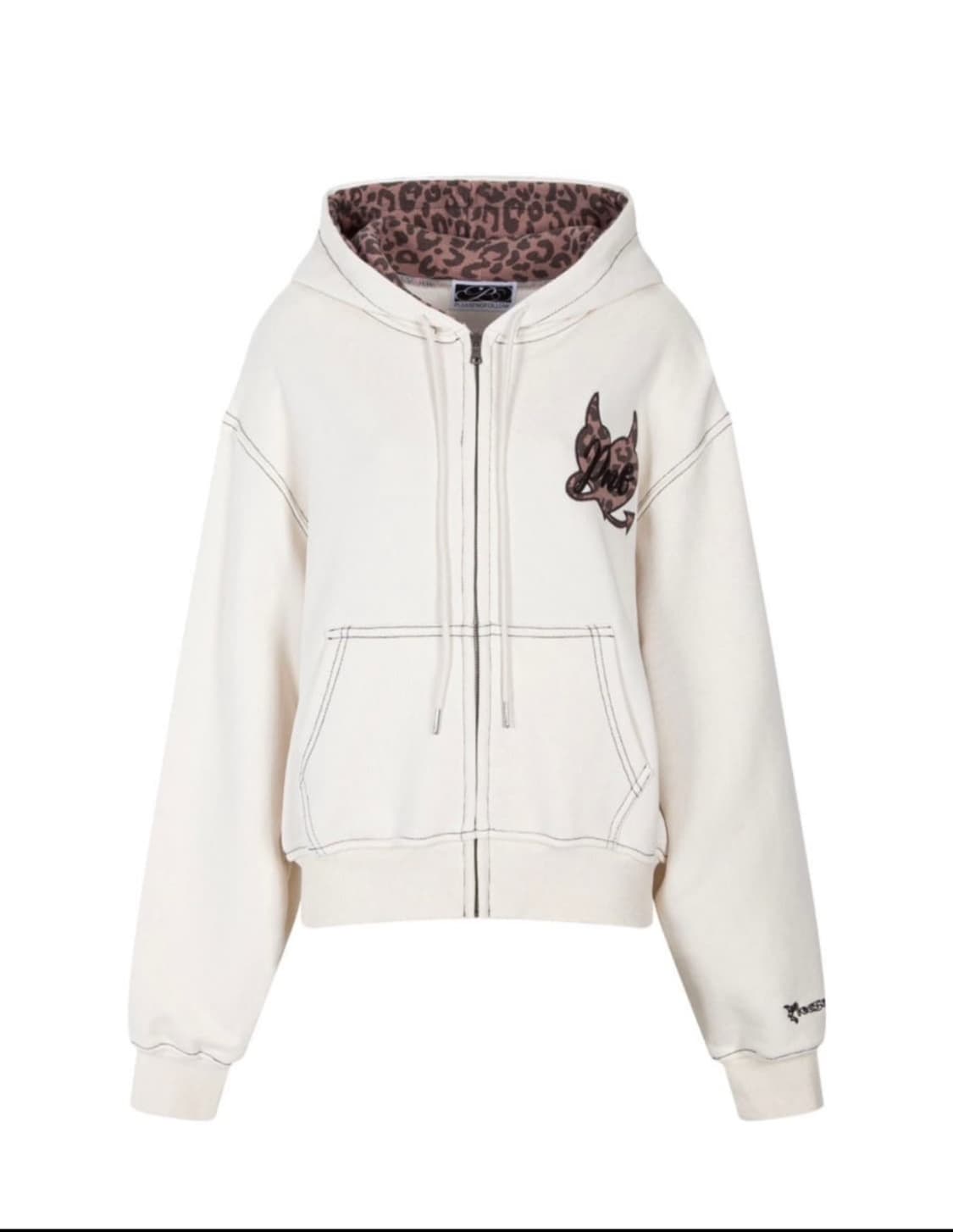 플리즈노팔로우 레오파드 후드집업 아이보리 상품이미지2