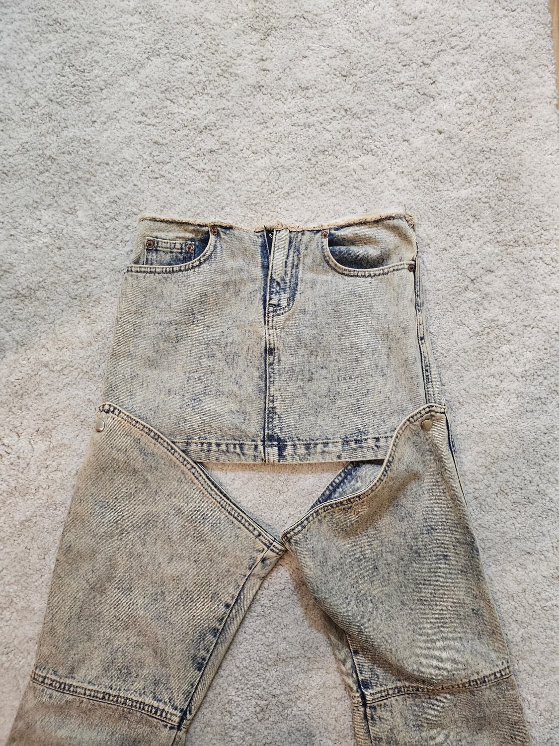 새상품(27-28)여성 탈부착 가능한 디스트레스드 데님 스커트 상품이미지1