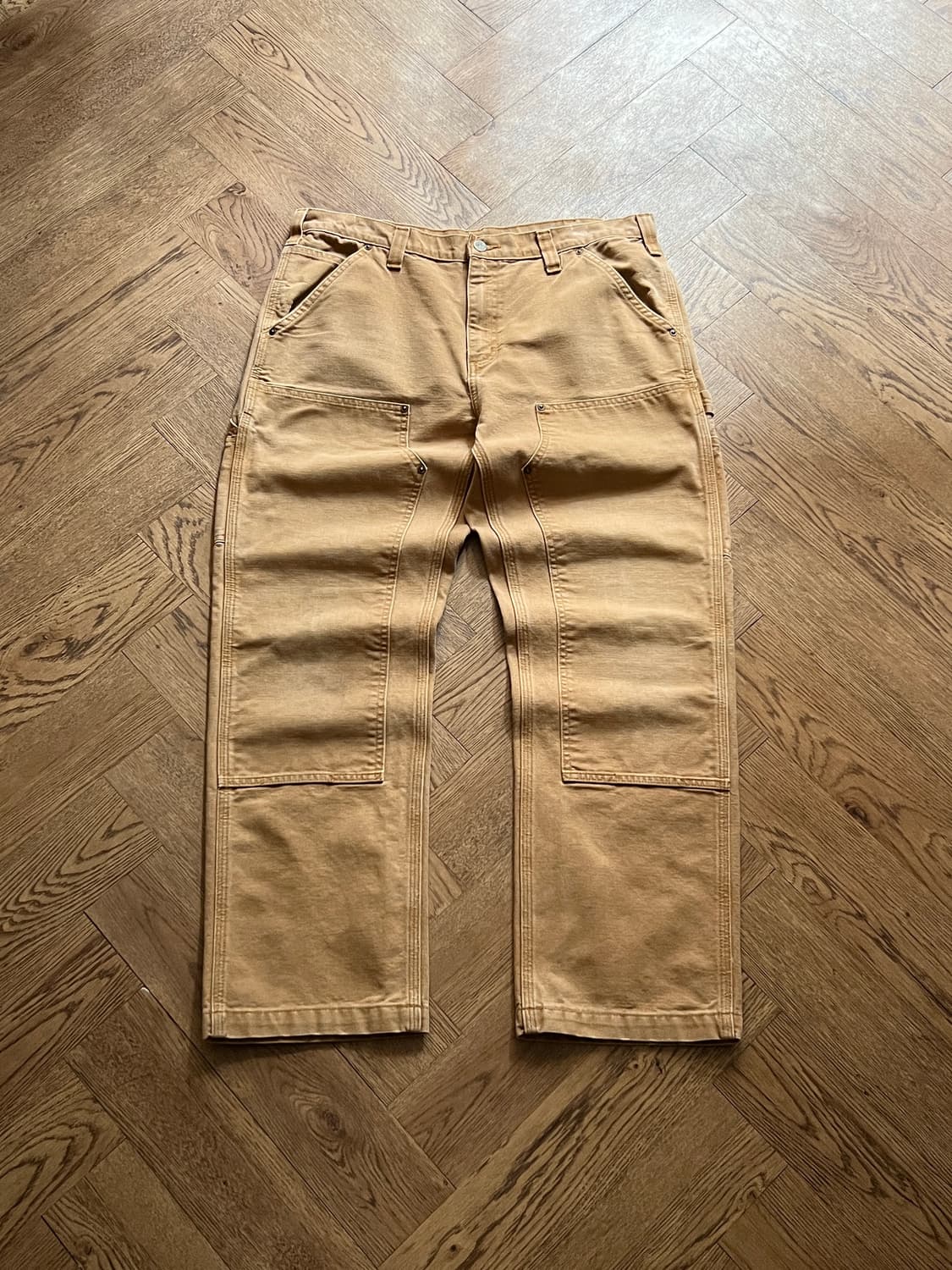 [36]칼하트 USA 빈티지 페이딩 브라운 더블니 워크 팬츠 상품이미지1