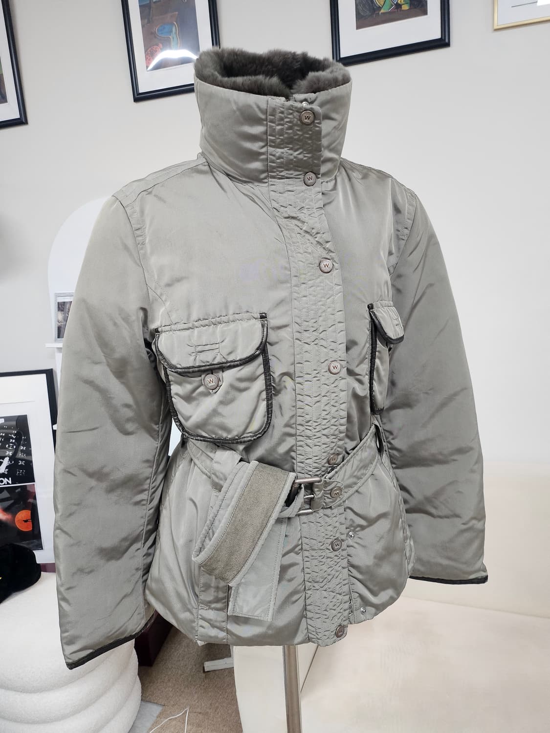 정품(55-66)막스마라 위켄드 벨티드 트리밍 구스 자켓 상품이미지2