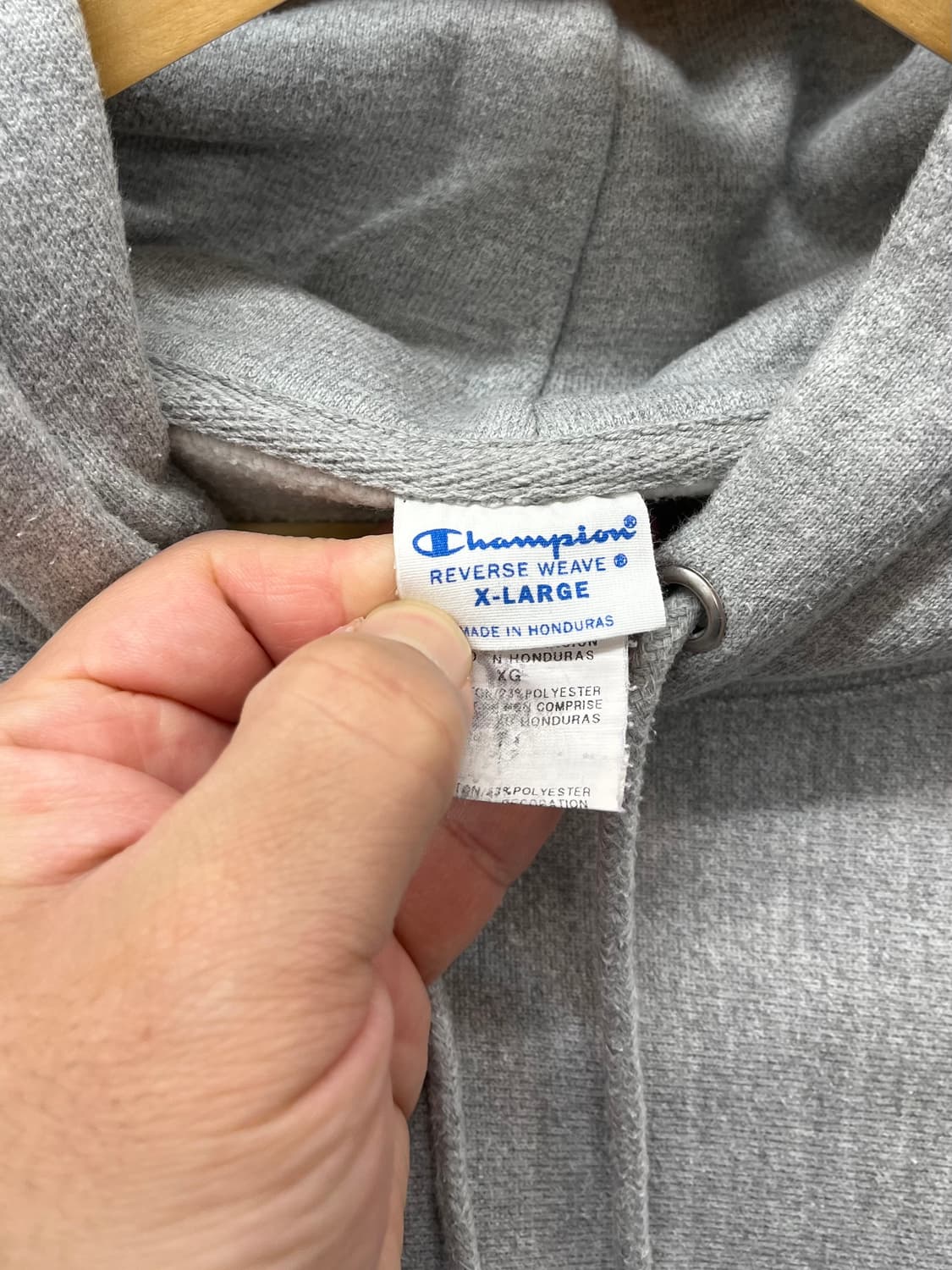 [105~110] 챔피온 리버스위브 블루택 후드티 그레이 XL 상품이미지3