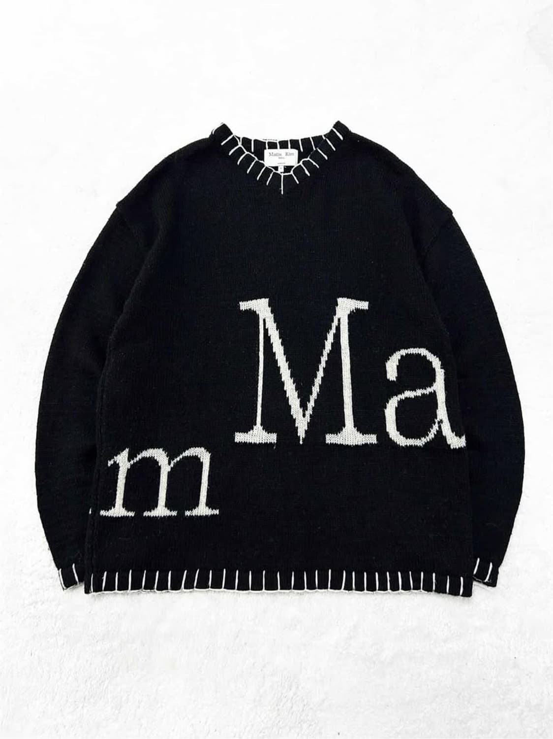 마뗑킴 빅로고 스티치 블랙 니트 상품이미지6