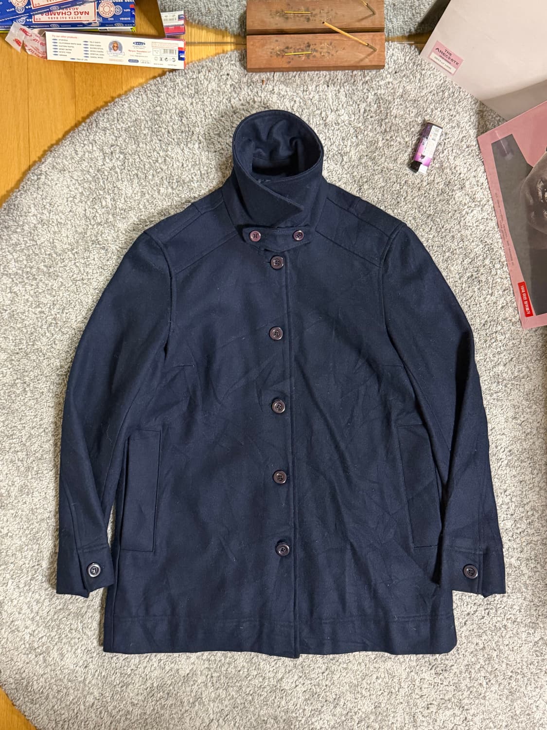 BEAMS BOY 빔즈보이 네이비 하프코트 상품이미지1