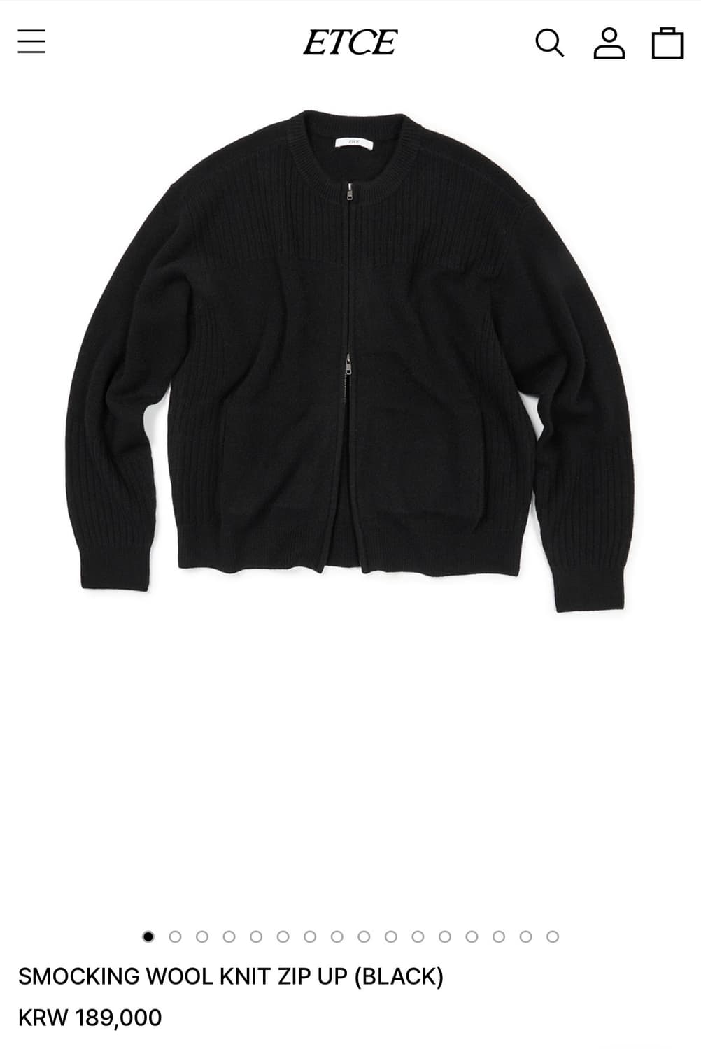 [XL] etce 이티씨이 스모킹 울 니트 집업 상품이미지1