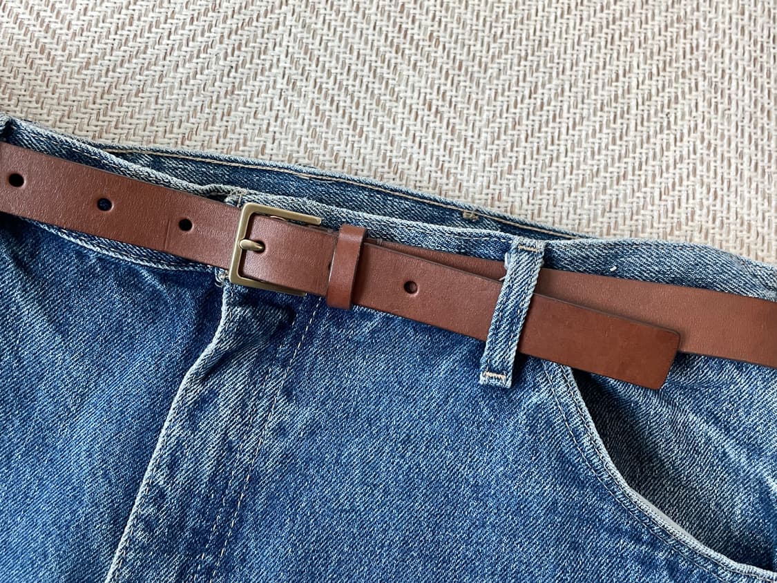 빈티지 브라운 레더 벨트  J03840 상품이미지2