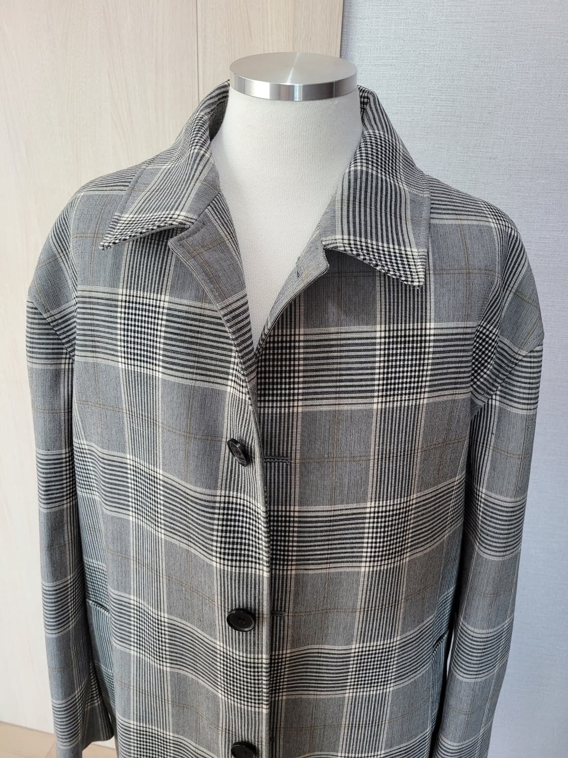 스파오포맨 SPAO for Men 체크 맥코트 그레이 상품이미지2