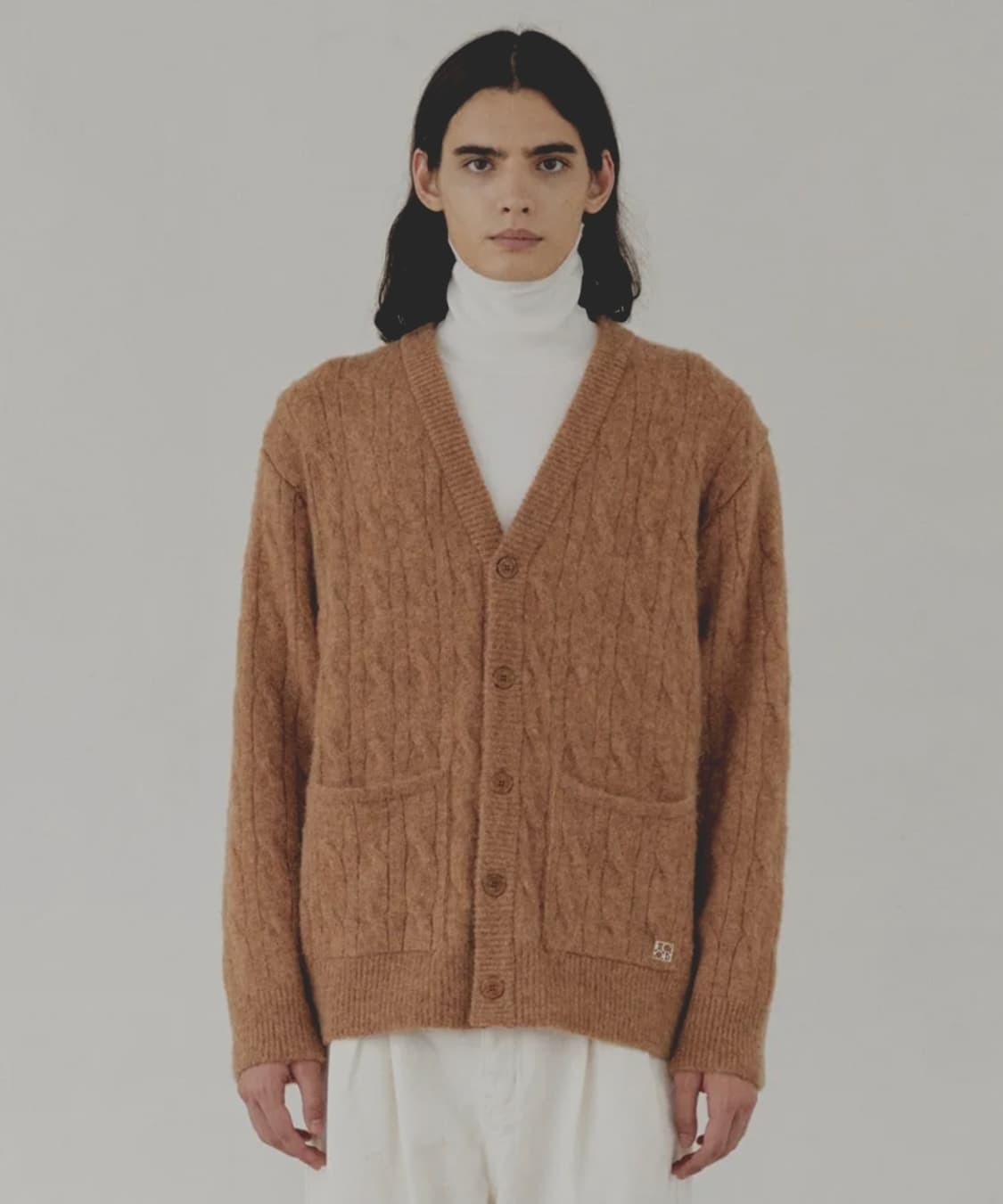 이코르 모헤어 브러쉬드 케이블 가디건 브릭 3 사이즈 상품이미지2