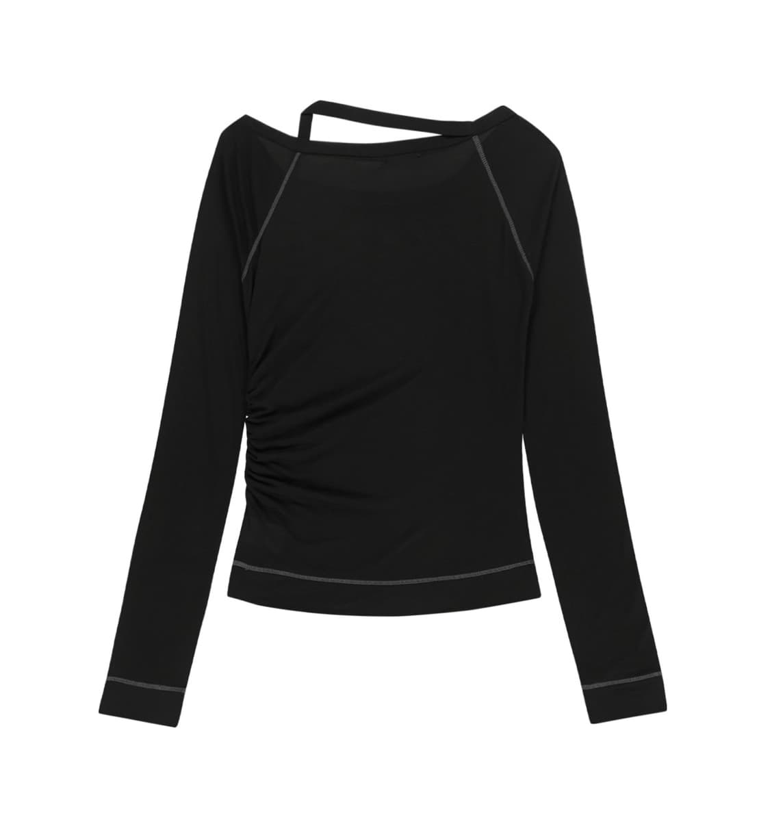 OJOS 탑, Asym Shoulder Scarf Long Sleeve 상품이미지3